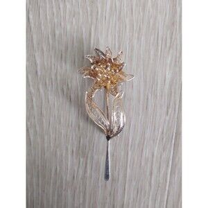 Italy 925 Vintage Filigree Floral Brooch